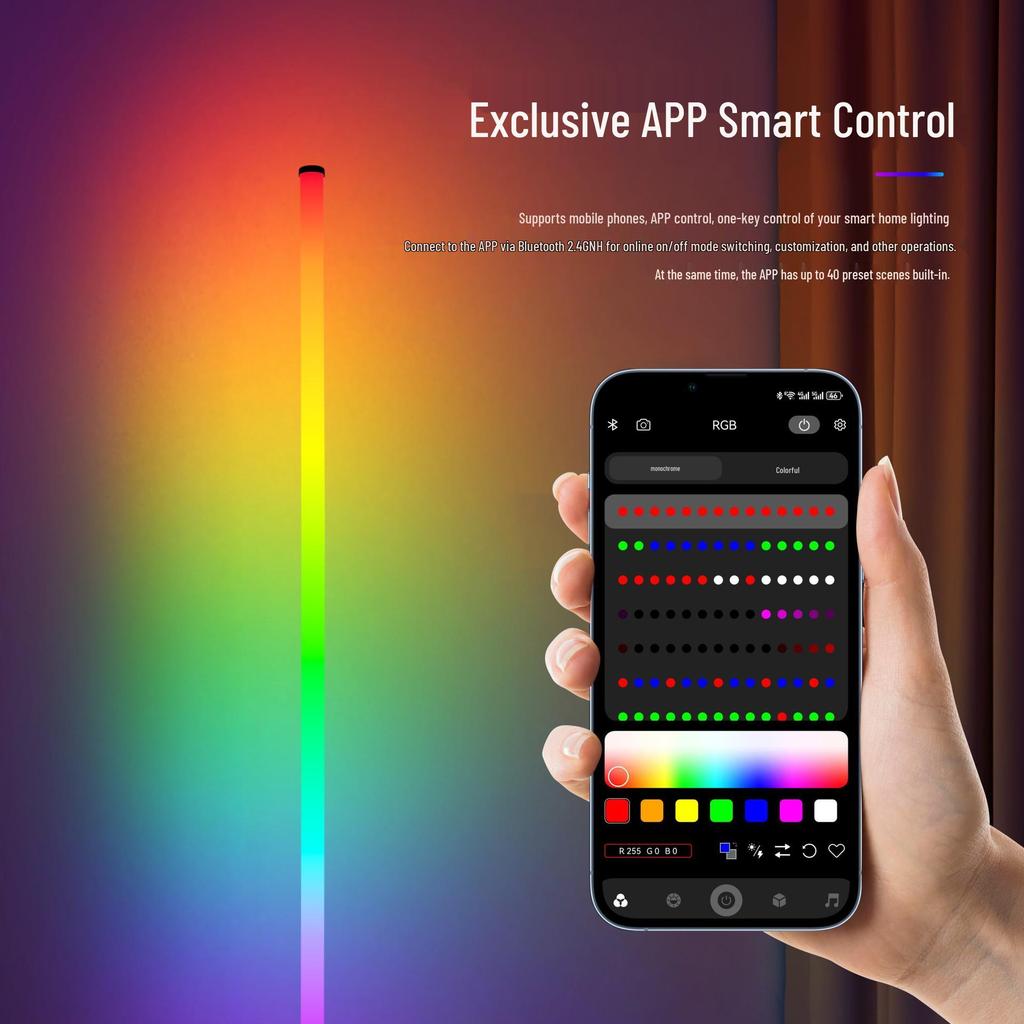 360° Voice-Control RGB Rhythm Floor Lamp - Dynamic Desktop Atmosphere Light with Full Illumination