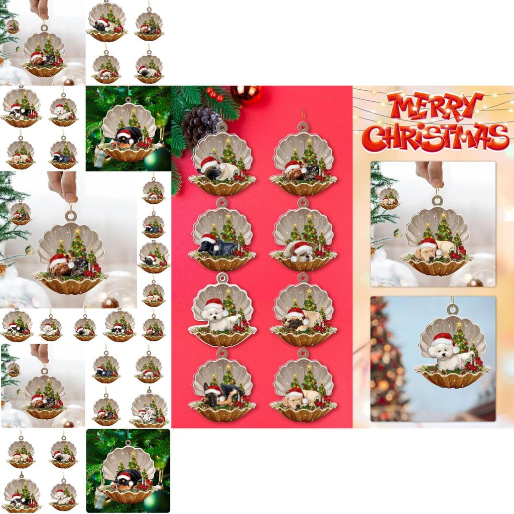 Christmas Tree Hanging Decor Adorable Acrylic Car Decoration With Cute Dog Design