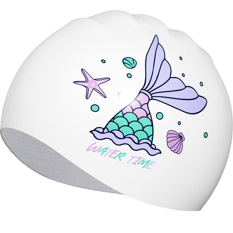 

WATERTIME Women s Silicone Printed Swimming Cap for Long Hair