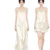 [Liuguang Quiet] French-style acetate-style camisole nightdress, wood ear flush lace skirt, with breast pad, suitable for outdoor loungewear