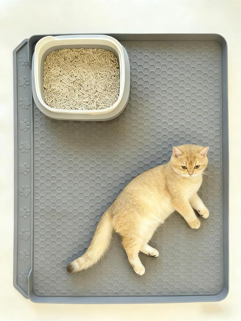 Silicone Cat Litter Mat - 60cm Waterproof & Easy to Clean, Reduces Litter Scatter