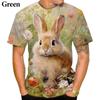 Sommer Niedliches Tier Kaninchen Muster 3D Gedrucktes T-Shirt Lässig und Lustig Street Persönlichkeit Rundhals Kurzärmelig Herren T-Shirts