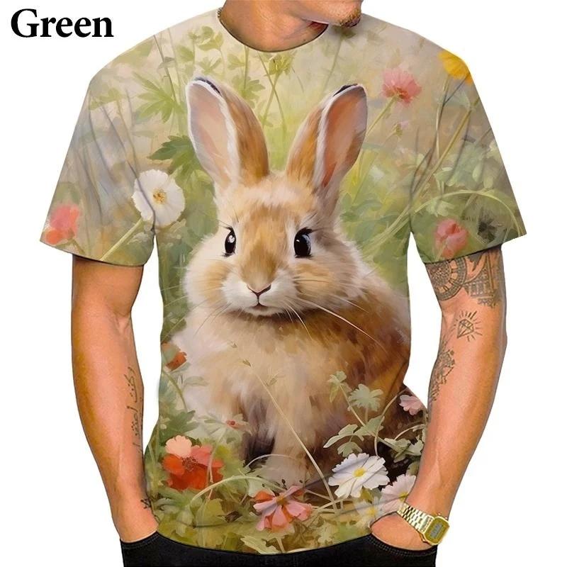 Sommer Niedliches Tier Kaninchen Muster 3D Gedrucktes T-Shirt Lässig und Lustig Street Persönlichkeit Rundhals Kurzärmelig Herren T-Shirts