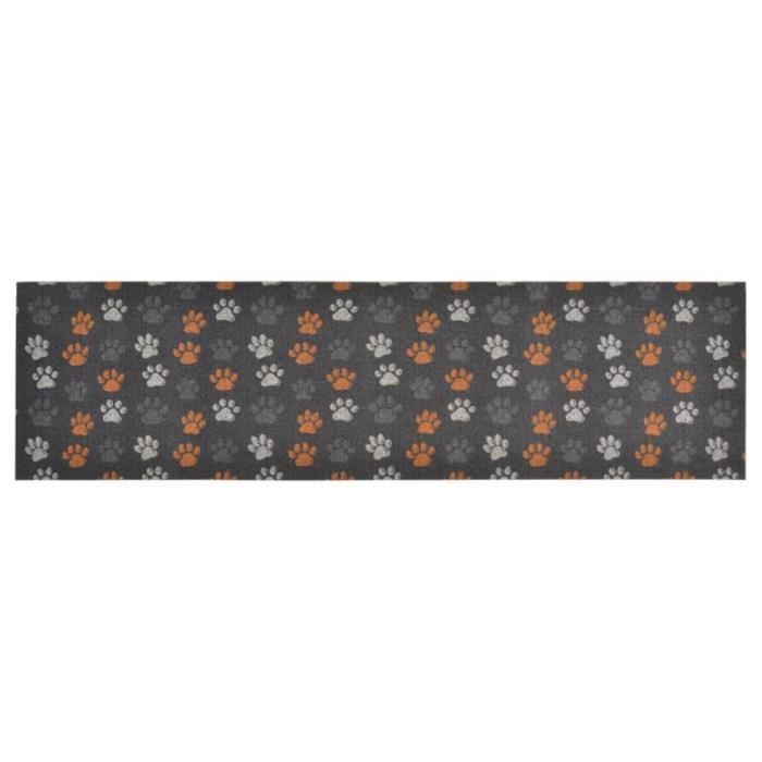 VidaXL Tapis de cuisine lavable impression de pattes 45x150 cm velours 136573