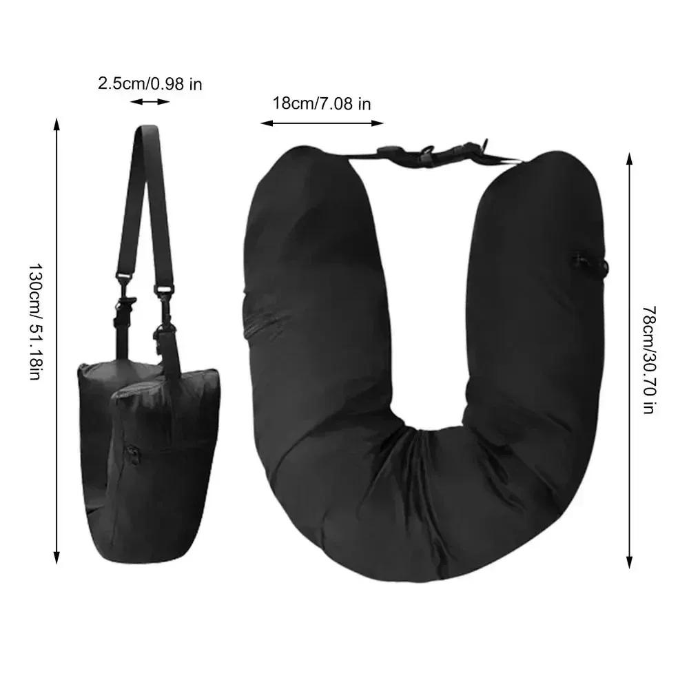 2 In 1 Fleece Folding Pillow Refillable Travel Bag Solid Color Soft U-shaped Storage Neck CushionTravel Accessories