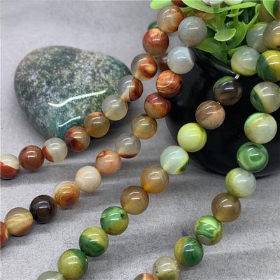 Natural Gemstone Stone Red Blue and White Agate Loose Beads  Jewelry Bracelet Necklace Beads