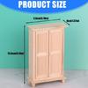 Detailed 1/12 Doll House Furniture Unpainted Wood Wardrobe Model With Functional Double Door for Kids Pretend Play Game