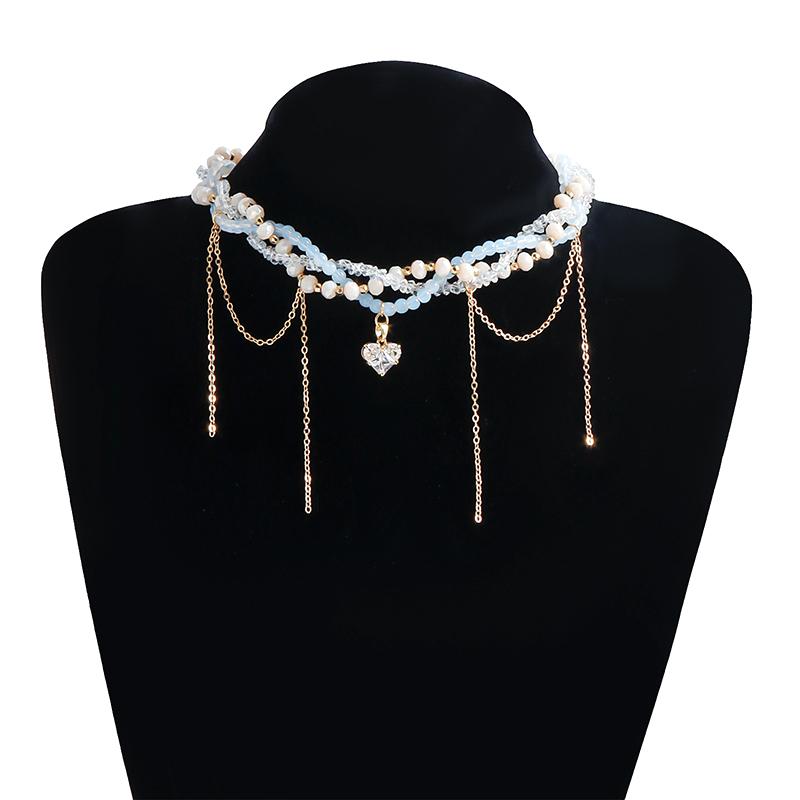 Mode Exquisite Mehrschichtige Herz Quaste Halsketten Für Frauen Mädchen Leichter Luxus Schlüsselbein Kette Schmuck Zubehör Geschenke