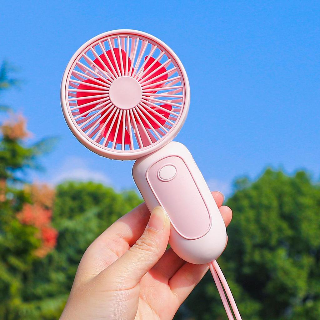 2026 USB Rechargeable Compact Handheld Lanyard Fan - Fresh Style & Portable Gift