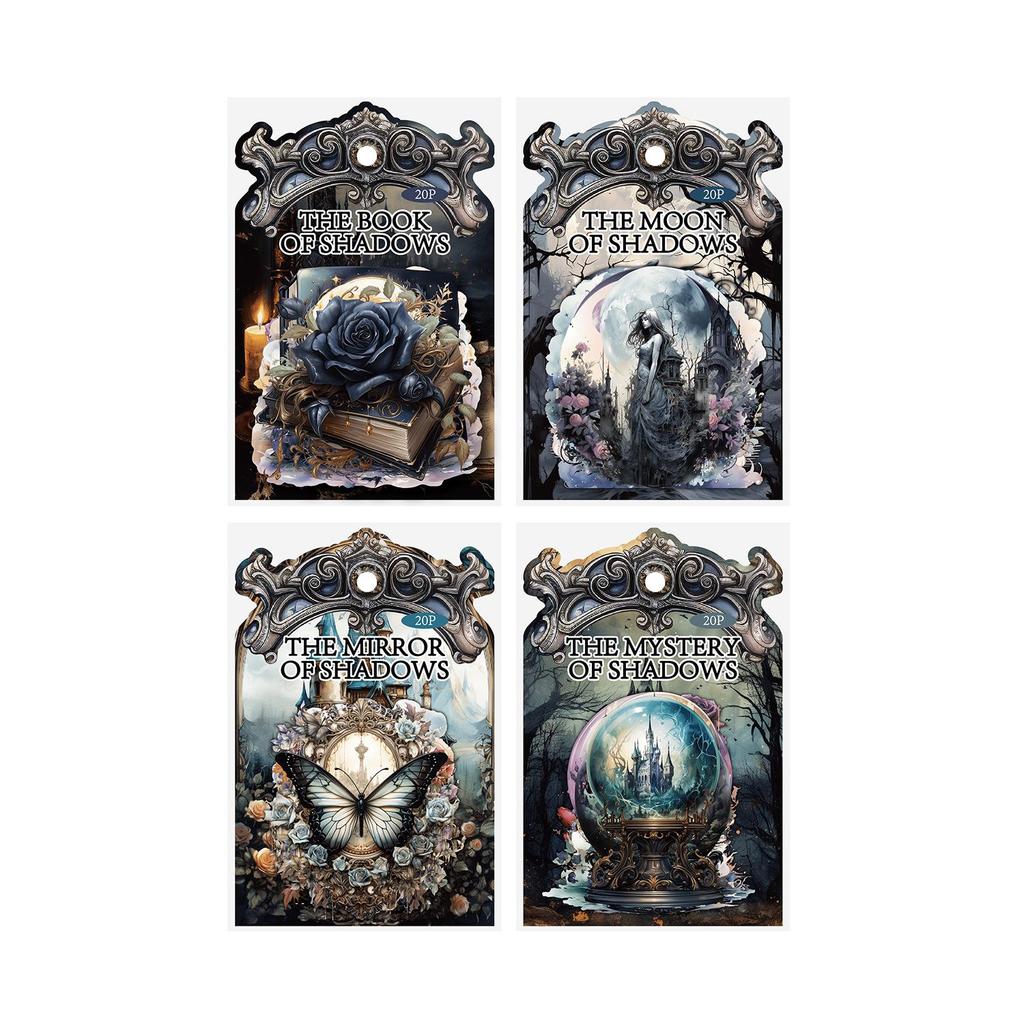 Sombra da Floresta Gu Gu: Adesivos de Jornal Retrô Gótico Sombrio - Colagem Floral