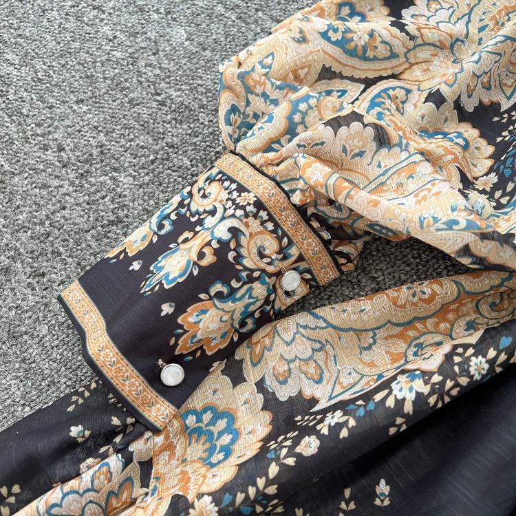 Elegant Vintage Palace Evening Dress Women Long Party Dress Spring France Print Sashes Tying Luxury Festival Clothing New Female