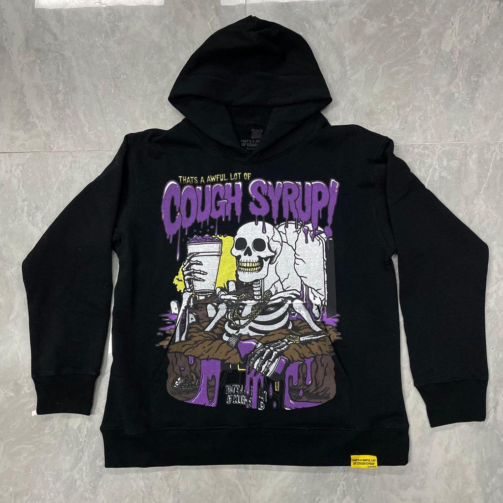 "That's an Awful Lot of Cough Syrup" Anime Print Hoodie for Men - Trendy Brand Original Label.