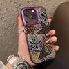 Material Phone Case for iPhone 16 17 Cases iPhone 16e 15 14 13 12 11 Pro Max XS X XR 7 8 Plus Black Leopard Print Star Cover