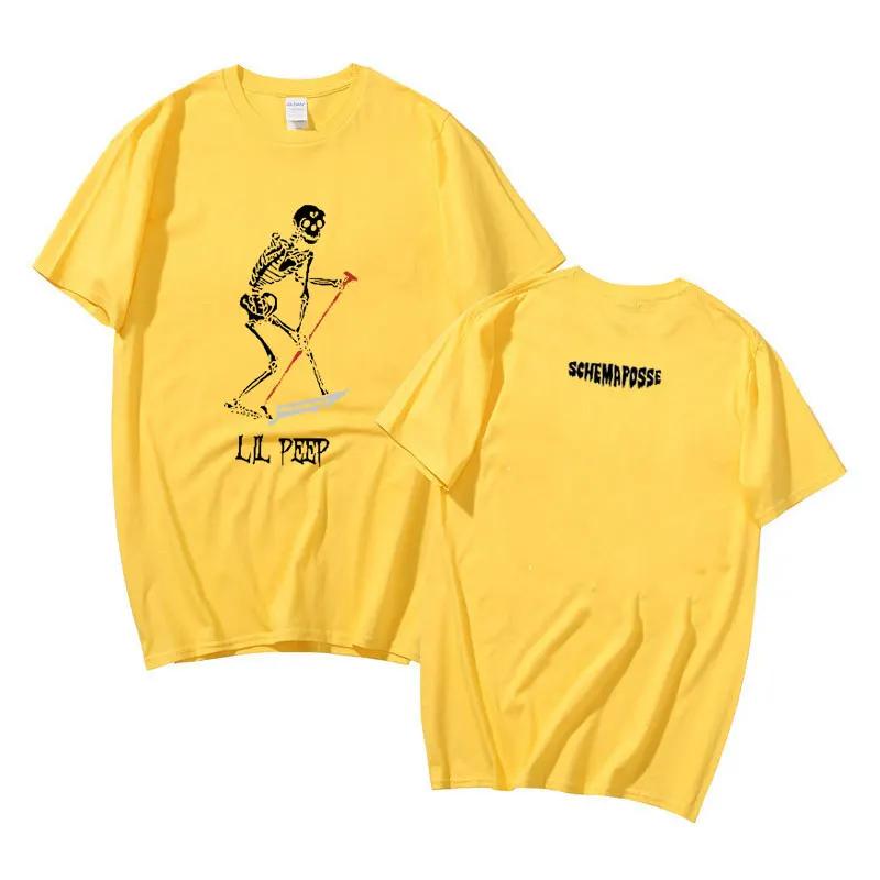 2025 Sommer Rapper Lil Peep Cry Baby Engel Beschütze Mich Skelett Grafik Herren Damen Hip Hop 100% Reine Baumwolle Bedrucktes T-Shirt Y2k