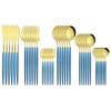 New 36Pcs Mint Gold Cutlery Set Western Silverware Stainless Steel Dinnerware Knife Fork Spoon Tableware Flatware Kitchen Wedding Accessories