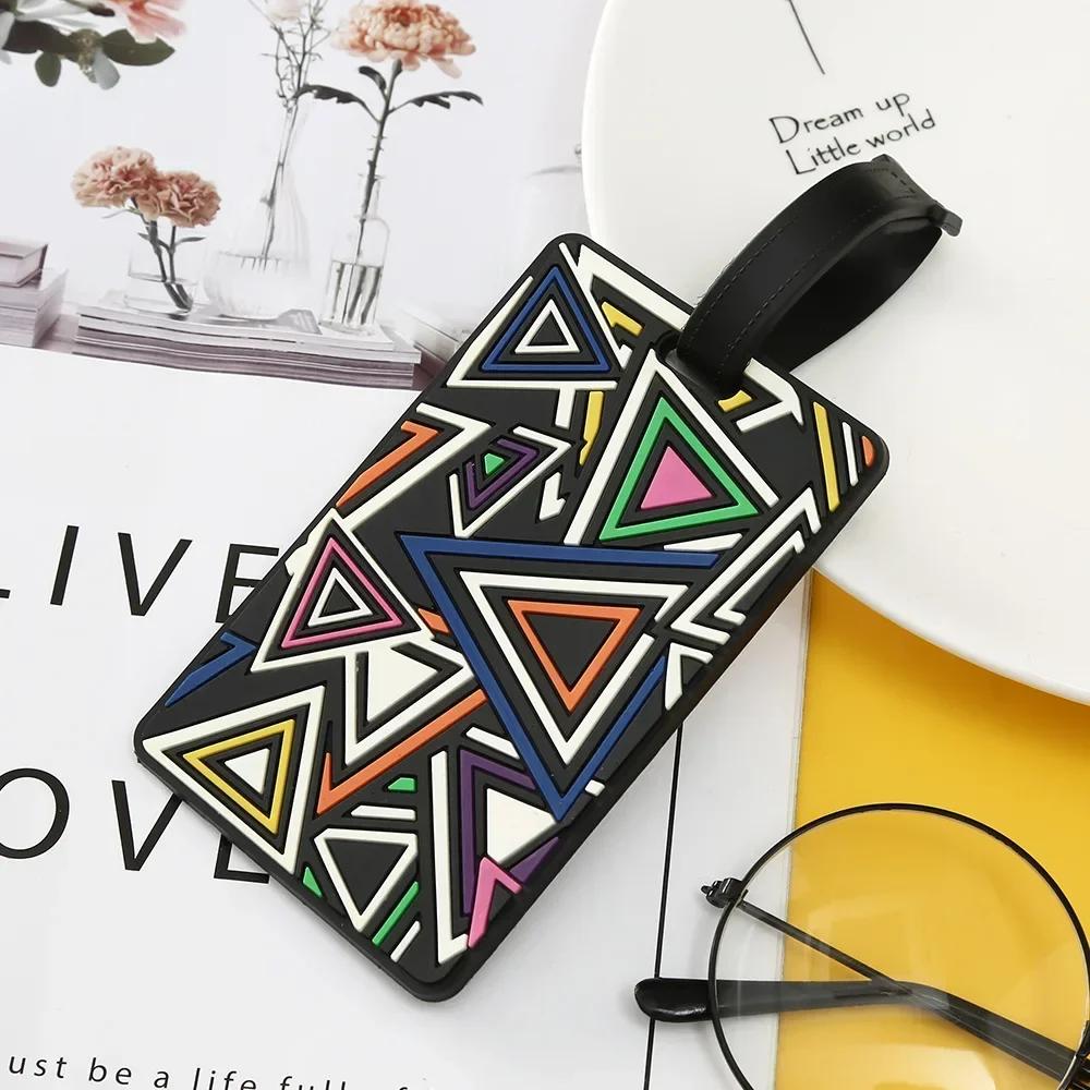 1PCS Geometric Silicone Luggage Tags Fashion Travel Accessories Suitcase ID Addres Name Holder Baggage Tag Label Luggage Tags