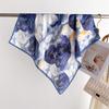 Blue Rhyme Flower Shadow Printed Silk Scarf Square Scarf High-End Shawl Versatile Neck Small Square Scarf Headscarf