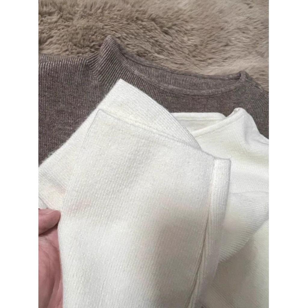 Women's Slim-Fit Semi-High Neck Knit Long-Sleeve Top for Autumn and Winter