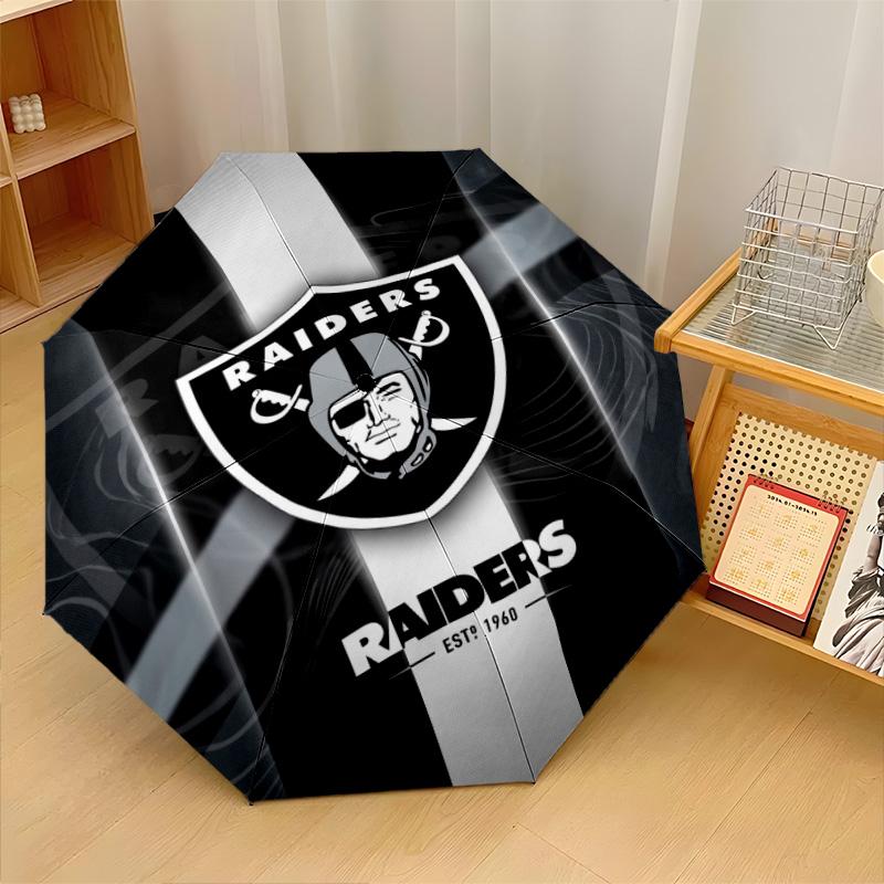 Las Vegas Raiders Print Auto 8?Ribs Folding Umbrella Wind Resistant Lightweight Automatic Umbrella For Daily Travel
