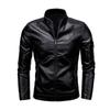 Men's Autumn New Stand Collar Men's Motorcycle Leather Jacket Washed PU Leather Jacket Top