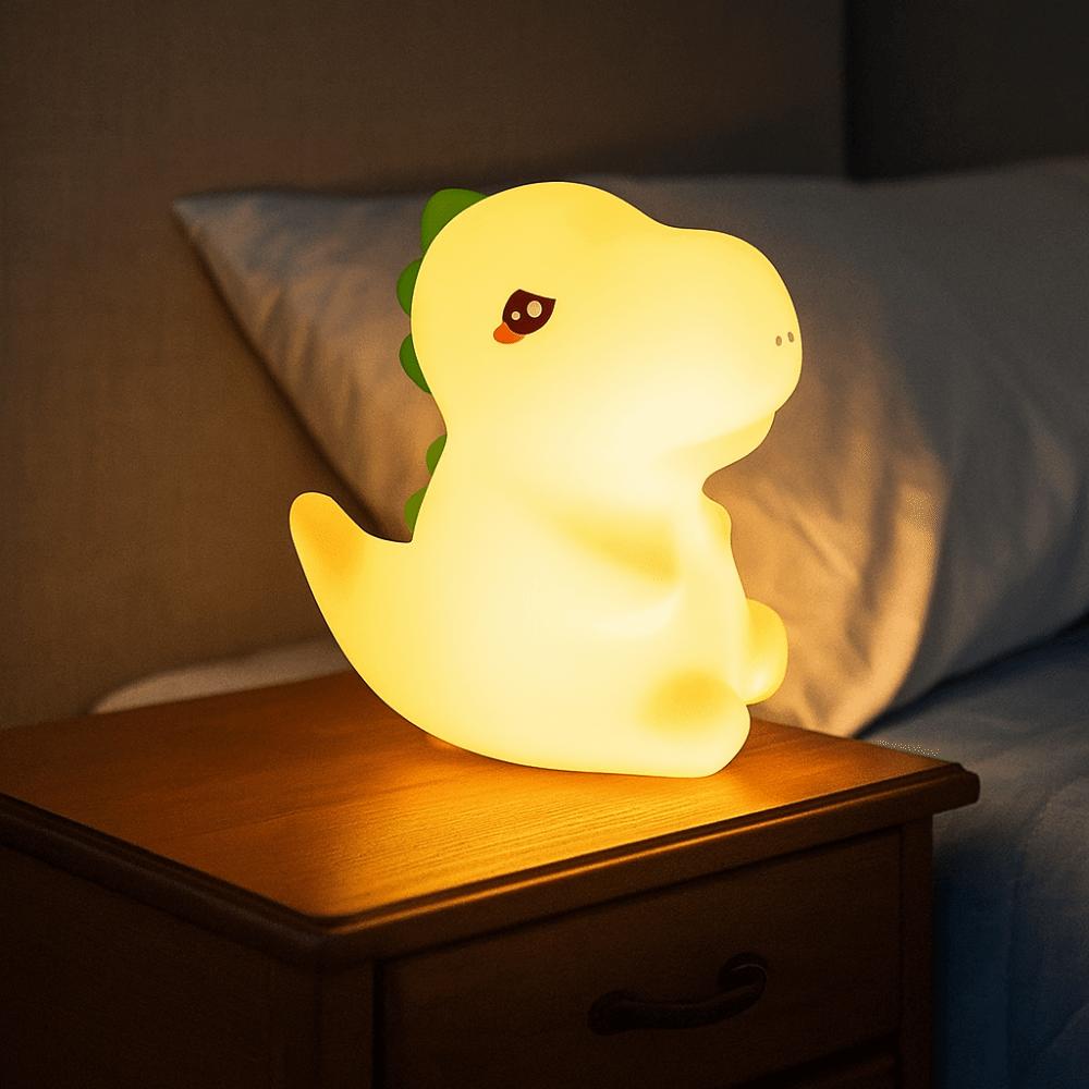 Dinosaur Shape Silicone Night Light Cartoon USB Charging LED Night Lamp Soft Rechargeable Touch Sensor Lamp Sleep Accompanying