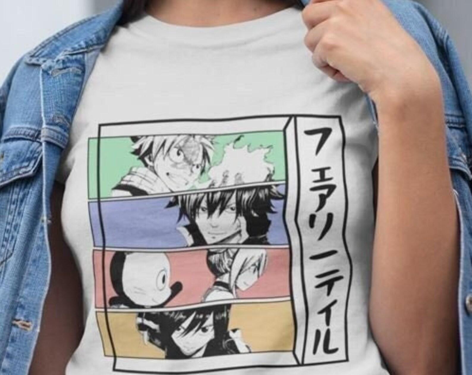 Fairy Tail Gray Fullbuster Juvia Lockser Anime Aesthetic Vaporwave Manga Otaku Unisex Heavy Cotton Tee L