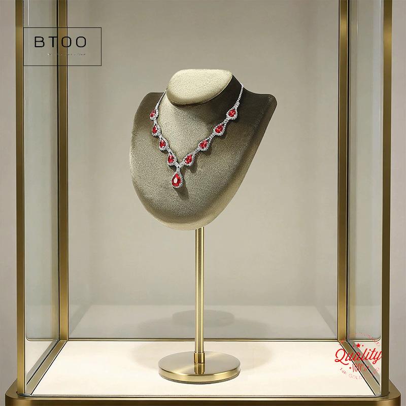 Velvet Necklace Display Stand – Gold Base Jewelry Bust Jewelry Organizer Display Stand Prop Elegant Storage for Accessories