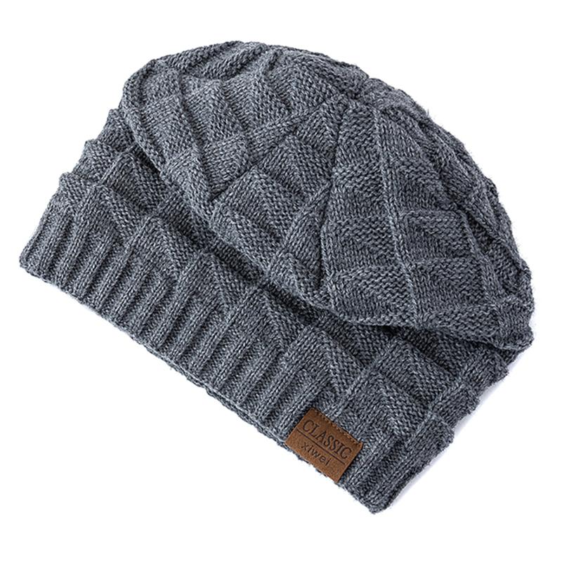 Classic Labal Winter Hats Outdoor Knitted Hats For Men And Women Beanie Cap Plush Fur Lining Warm Sports Hats