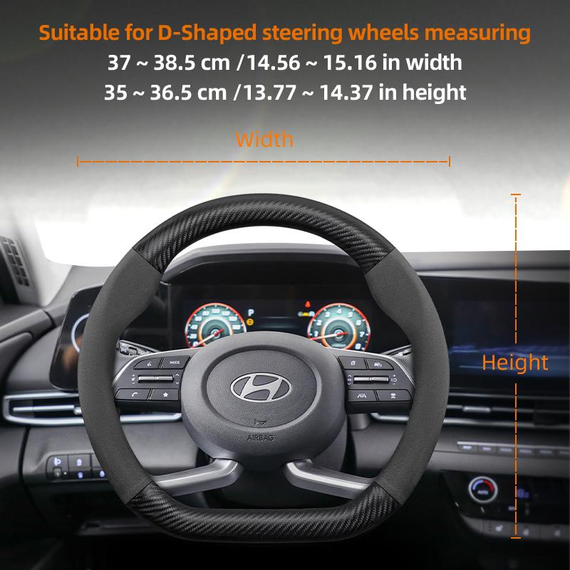 Suitable for Hyundai Suede Matte Carbon Fiber Texture Steering Wheel Cover I30 Tucson I20 Accent I10 I40 Kona Ix35 Grand Elantra Solaris Creta Getz