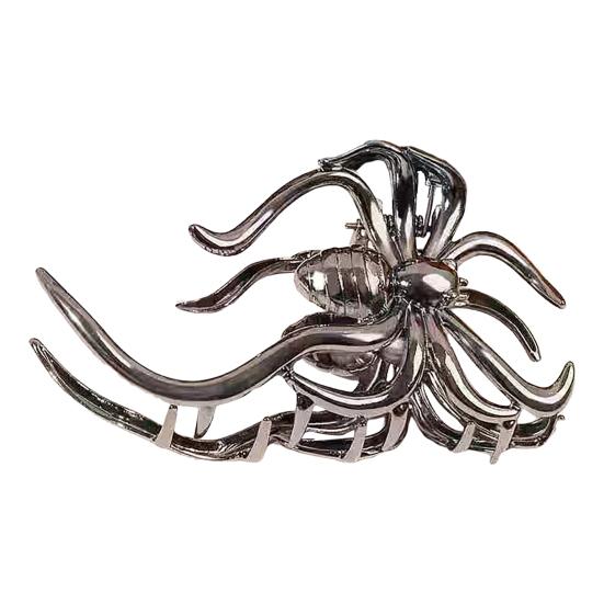 Halloween Hair Claw Black Spider Web Skeleton Hand Bat Shape Hair Clip Anti-slip Teeth Back Head Shark Hair Clip Styling Accessory