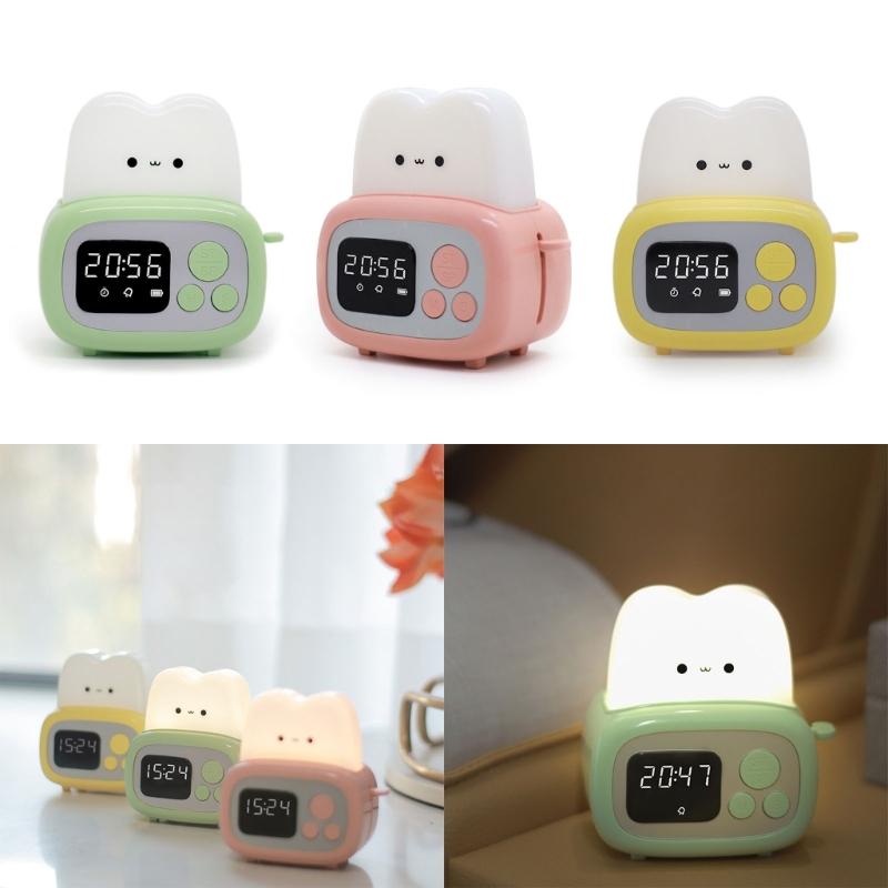 Bread Machine Shaped Alarm Clock Lamp Glowing Led Light Ornament for School Office Dormitory Holiday Decoration