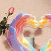 Heart Gesture Ornament Valentine's Day Love Heart Ornament Colorful 2D Flat Acrylic Tabletop Decoration Gift for Anniversary Engagement Wedding