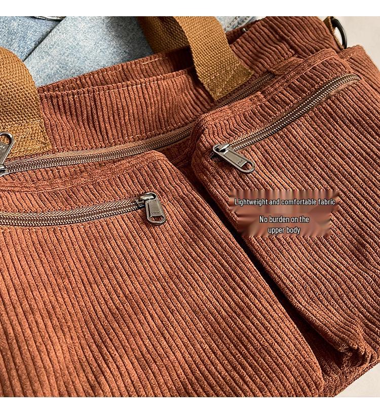 Velkokapacitní dámská manšestrová taška přes rameno - Kabelka v korejském a japonském stylu