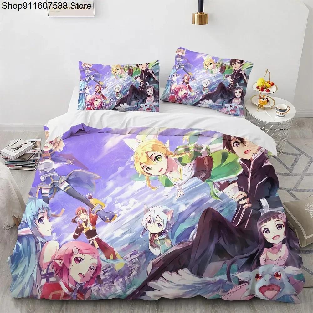 Sword Art Online Bedding Set Printed Bed Set With Pillowcase Duvet Cover Soft Single Double Queen Super King Size Adults Kids