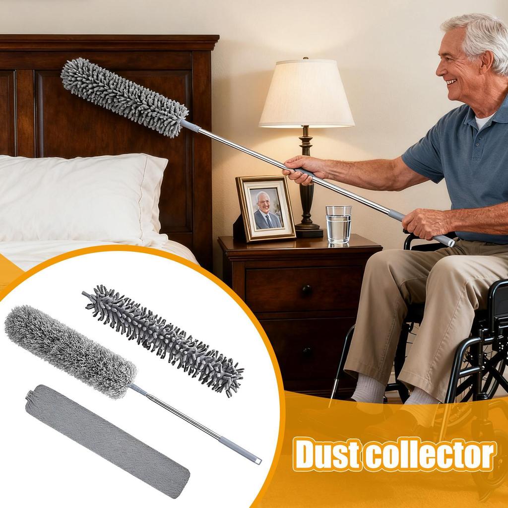 Multifunctional Microfibre Brush Gap MopTelescopic Washable Duster Long Extendable for Spider Web Remover Dust Cleaning