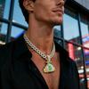 Popular diamond-encrusted money bag pendant, new alloy necklace, daily casual wear, personalized hip-hop Cuban chain.
