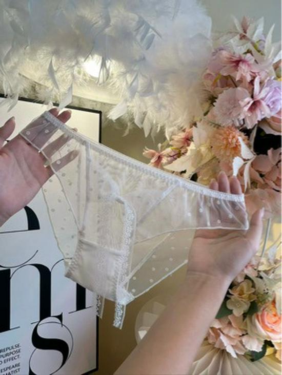 "Moe Moe Girly Heart" Japanese-Style Polka Dot Ruffle Lace Bow Trim Panties for Women