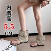 Korean Belt Buckle Sleeve Toe Flip-flops Shoes 2025 Spring and Summer New Casual Flat-bottomed Short Trousers Cool Boots Women