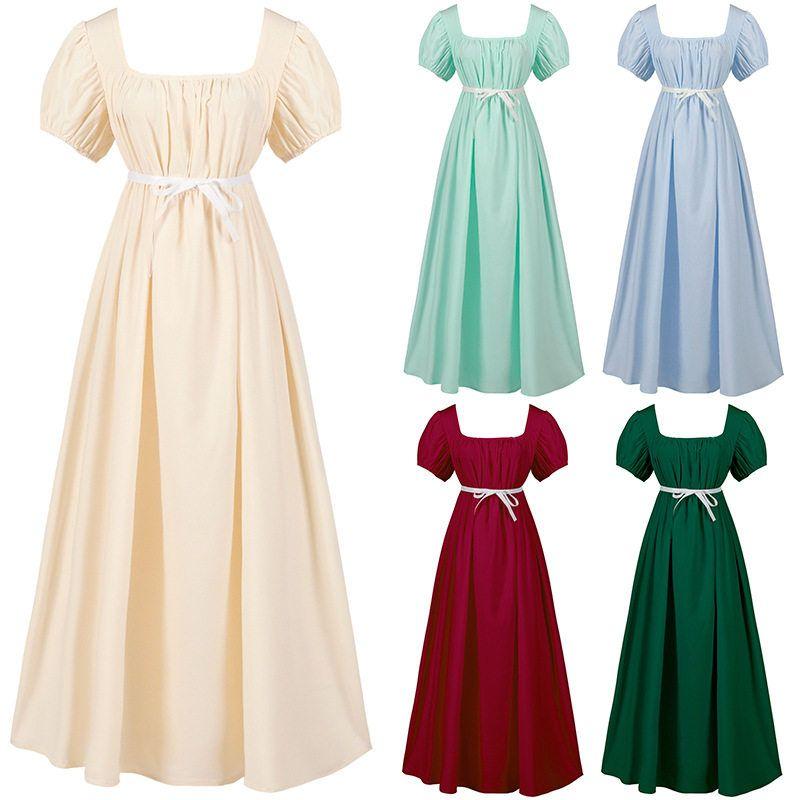 Long European and American Medieval Retro Women's High Waist Dance Dress Cosplay Dress Medieval Dress.