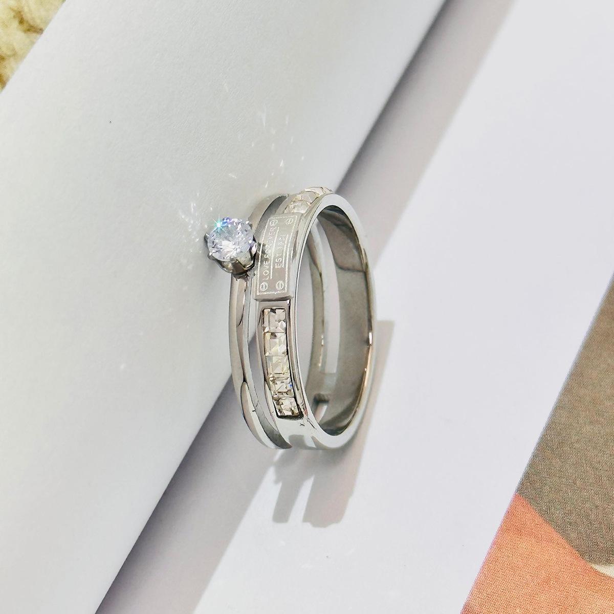 

Кольцо на указательный палец из титановой стали цвета розового золота - Модный японский и корейский стиль для женщин и студентов US Size 5