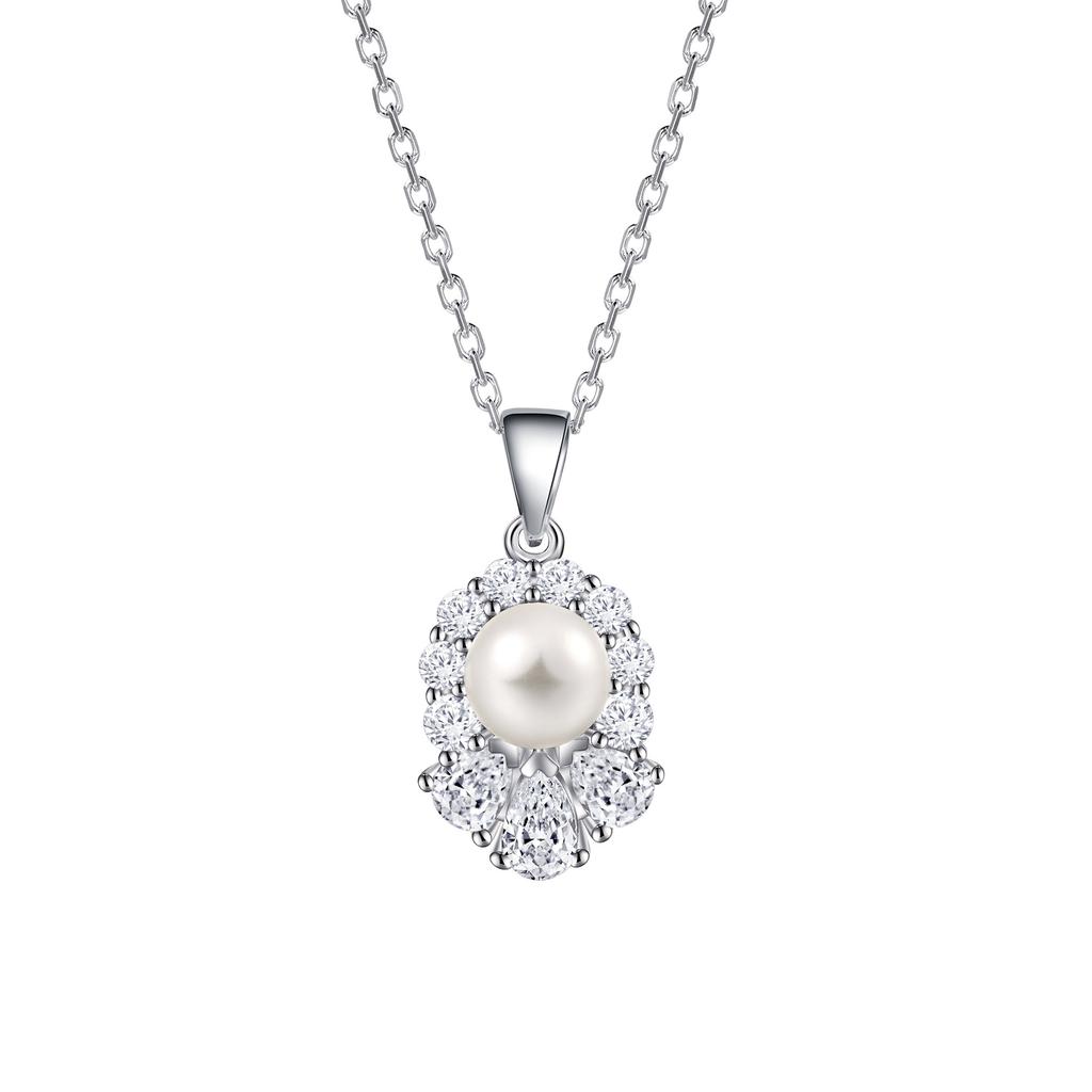 S925 Sterling Silver Pearl Necklace Light Luxury Niche Pendant Bead Silver Neck Chain Accessories Women