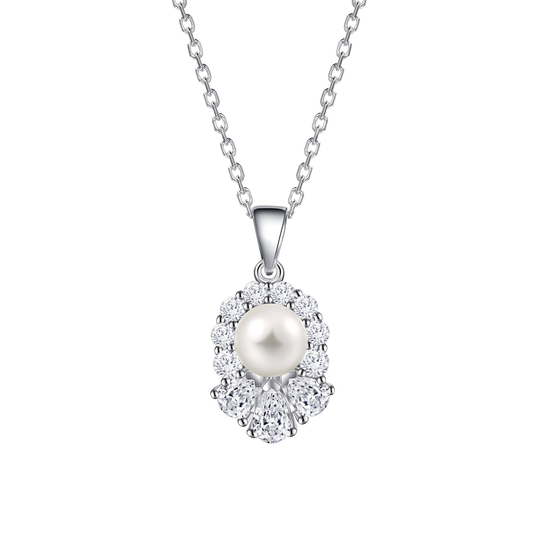 

S925 Sterling Silver Pearl Necklace Light Luxury Niche Pendant Bead Silver Neck Chain Accessories Women 925 silver платиновый
