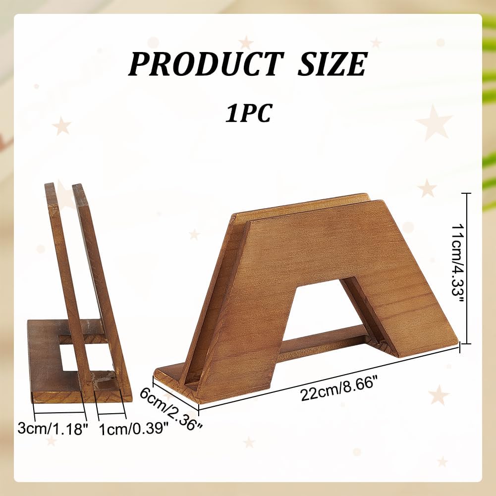 WADORN Retro Wood Record Display Stands, Wood Vinyl Record Storage Holder Vinyl Record Album Display Stand for Albums Books Magazine Files LP Records