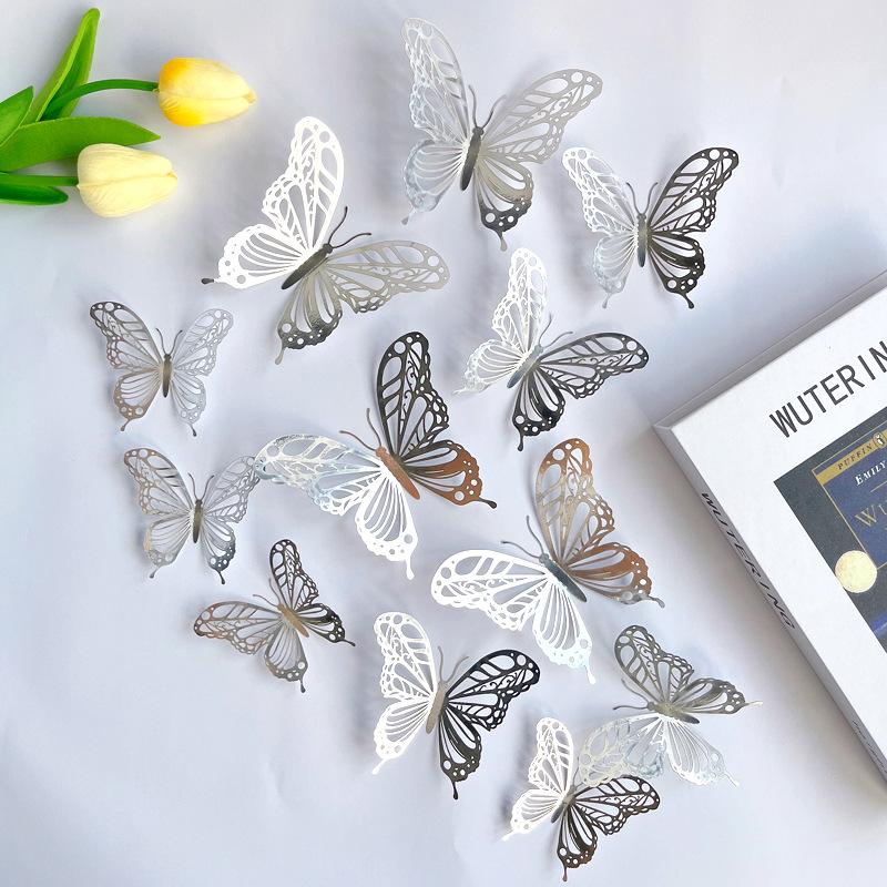 12pcs 3D Butterfly Wall Decor 3 Sizes, Butterfly Decorations for Butterfly Birthday Party Cake Room Decorations