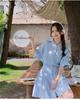 Women's Summer Blue Striped Shirt Dress: Korean-Style Two-Piece Look