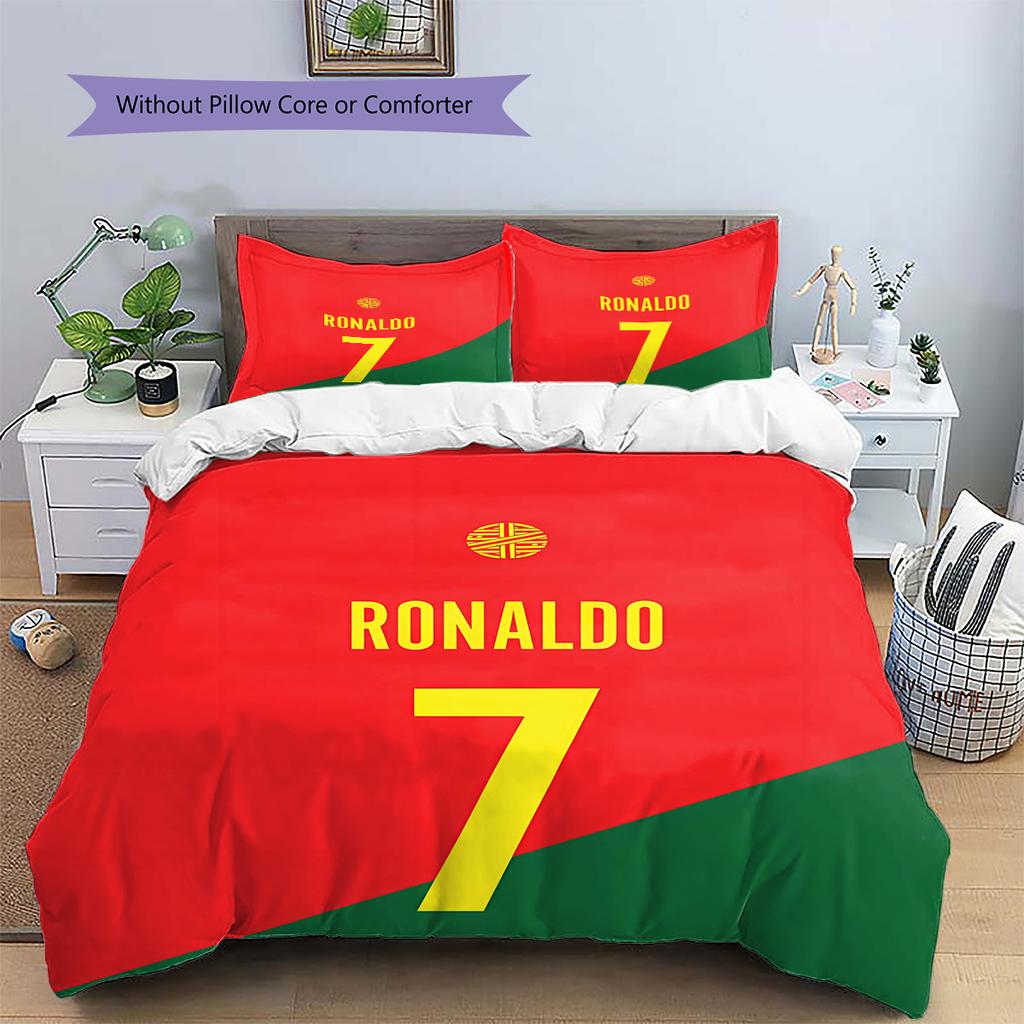 CR7 Pattern Bedding,Quilt Set Quilt Cover Pillowcase Home Birthday Gift (1 * duvet cover + 2 * pillowcase, without core)