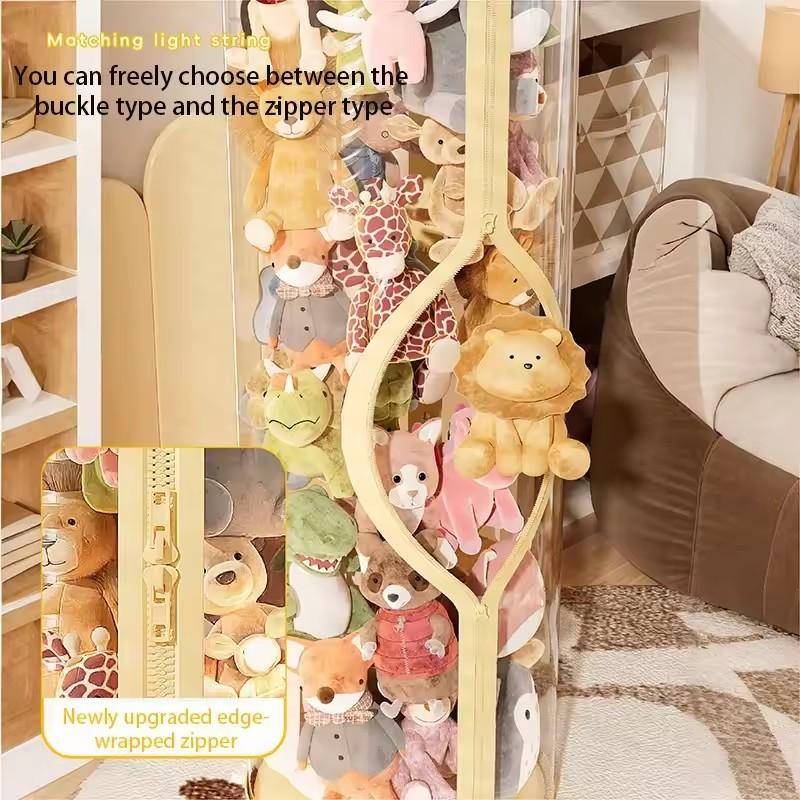 Caja de Almacenamiento de Muñecas Transparente Organización de Peluches Tubo de Almacenamiento de Juguetes Contenedores con Cremallera DIY Regalo de Navidad para Niños Organizador de Juguetes para Niños