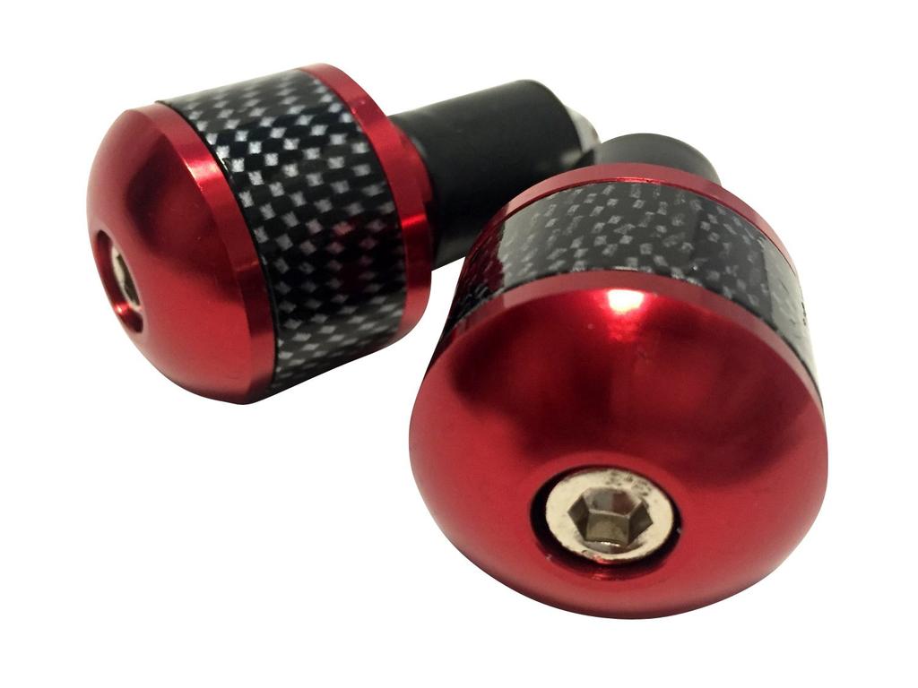 nakira Special Bar End! Grip Bar End for Motorcycles, Aluminum, Carbon Pattern (Red, Red)