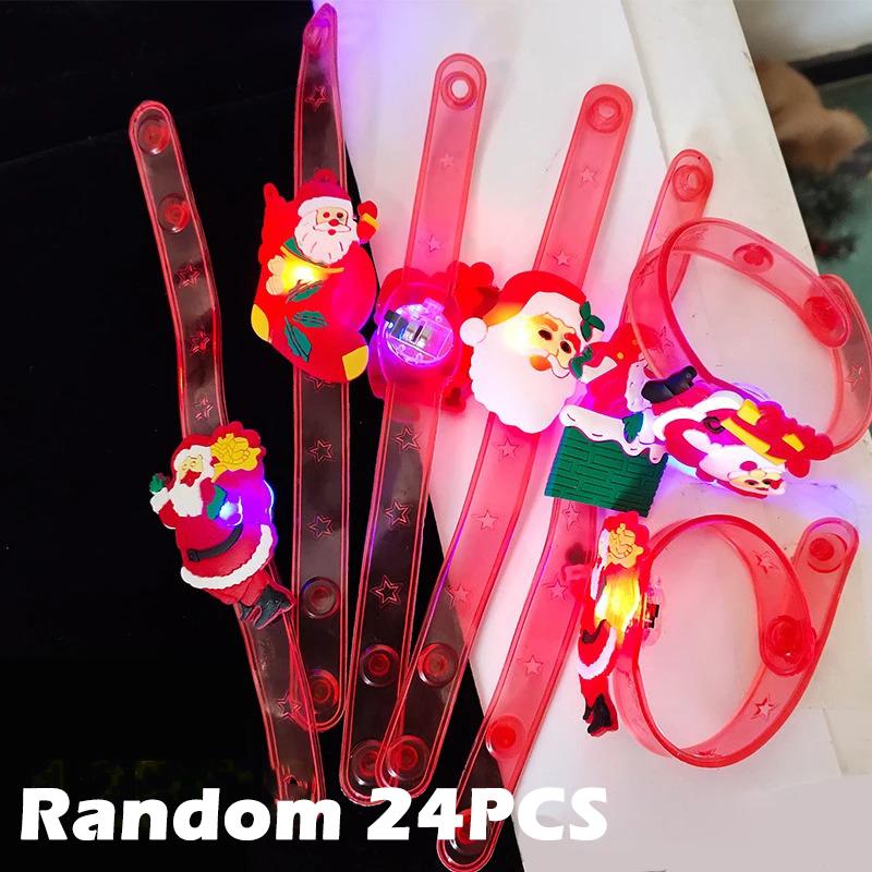3 Styles Christmas Party Favors for Kids LED Light Up Bracelet Christmas Flashing Toys Treats Goody Bag Candy Halloween Gifts