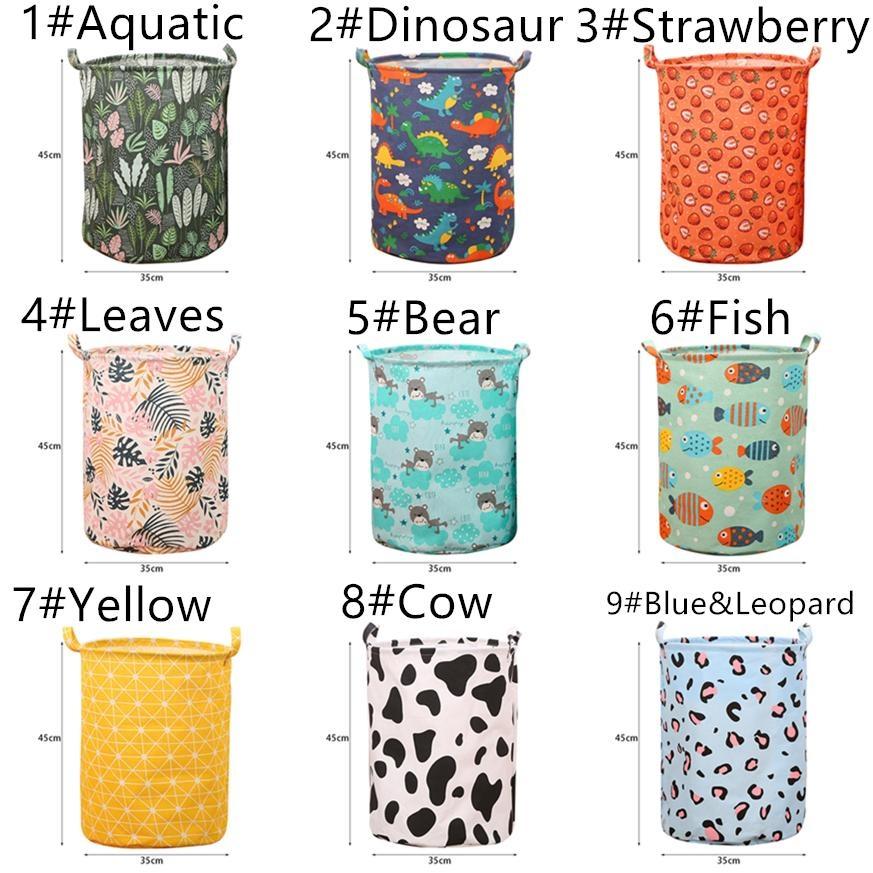 1Pc Printed Non-woven Fabric Foldable Laundry Basket Clothes Toys Sundries Storage Organizer Bucket